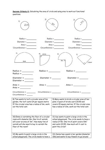 Area and Perimeter booklets with answers