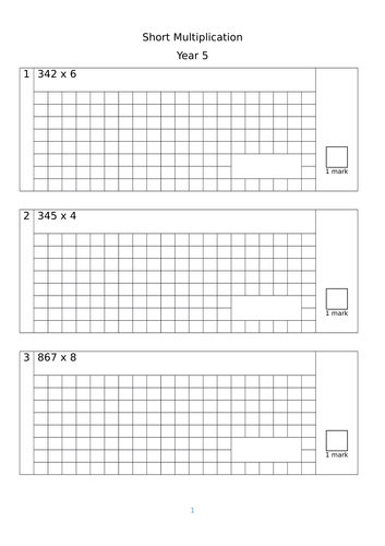 Year 5 Short Multiplication