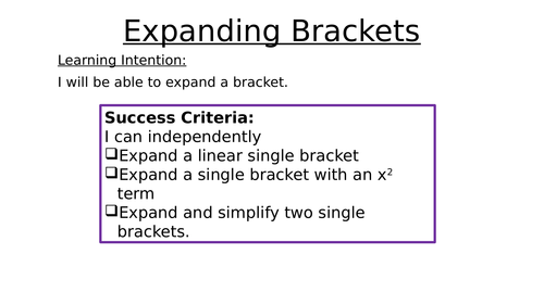 Expanding Brackets