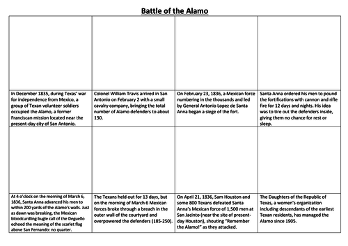 Battle of the Alamo Comic Strip and Storyboard