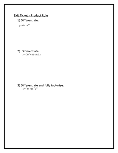 Exit Ticket - Product Rule