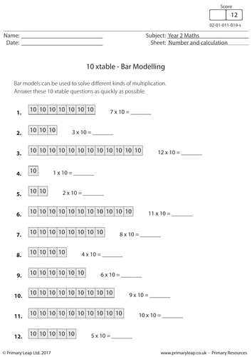 Maths Resource - Bar Modelling: 10x table