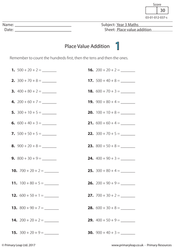 Place Value Addition 1