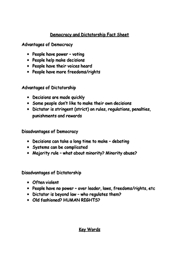 disadvantages of dictatorship