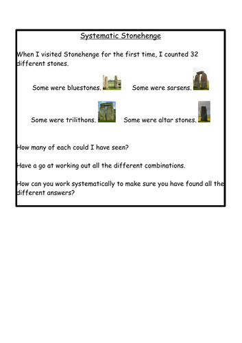 Year 3 Stonehenge maths problem