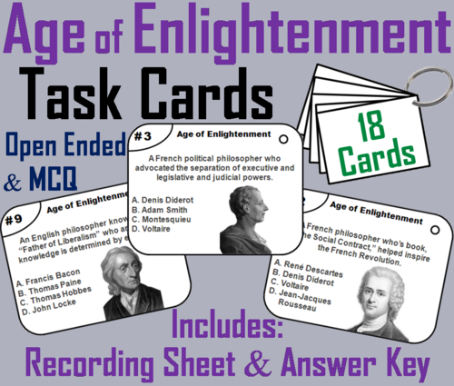 Age of Enlightenment Task Cards | Teaching Resources