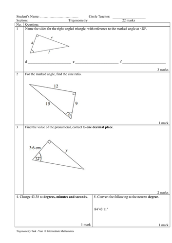 trigonometry assignment grade 10