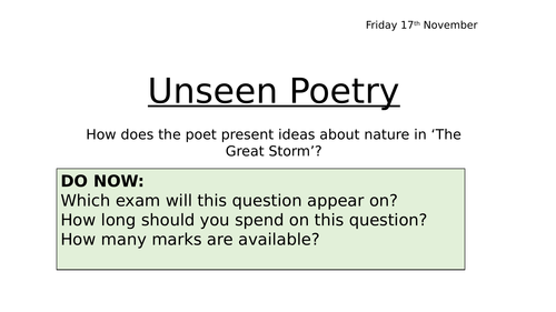 GCSE Unseen Poetry Lesson