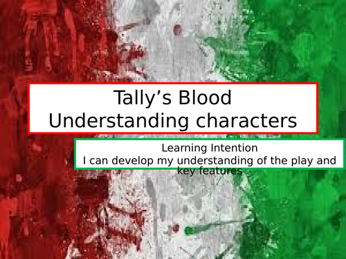 Tally's Blood - Anne Marie Di Mambro Resources
