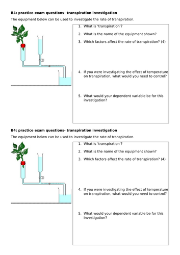 Practice exam questions for AQA Science Trilogy-B4-organising animals and plants