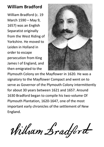 William Bradford Handout