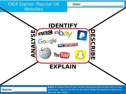 Popular Websites IDEA Starter ICT Internet Activity Keywords KS3 GCSE Cover Homework