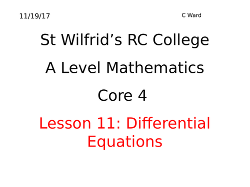 DIFFERENTIAL EQUATIONS LESSON 1