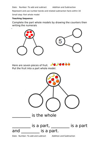 Year 1 Autumn Term Mastery Maths Planning  Addition Block 2 Week 1