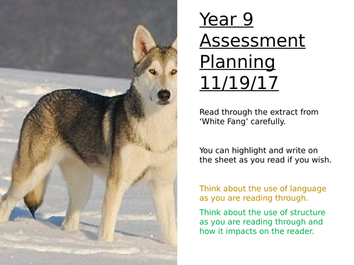 KS3 GCSE Assessment Planning Lesson - White Fang