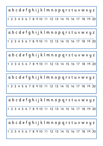 Number and alphabet strips