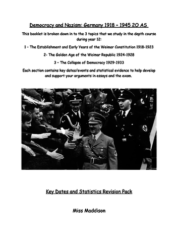 Democracy and Nazism - AQA 2O (AS) Revision Pack