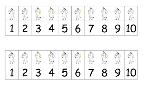Unicorn number track 1-10
