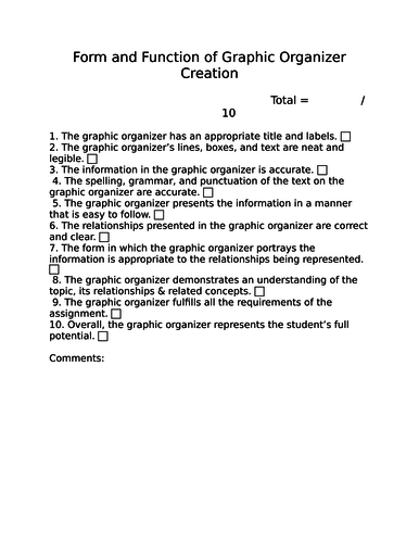 Check-bric for Graphic Organizer Assignment