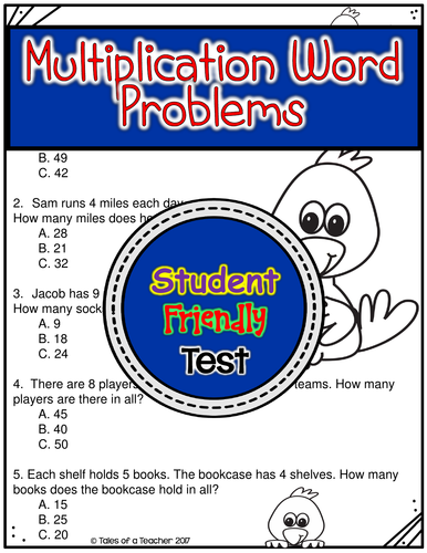 Multiplication (1-9) Word Problems Test