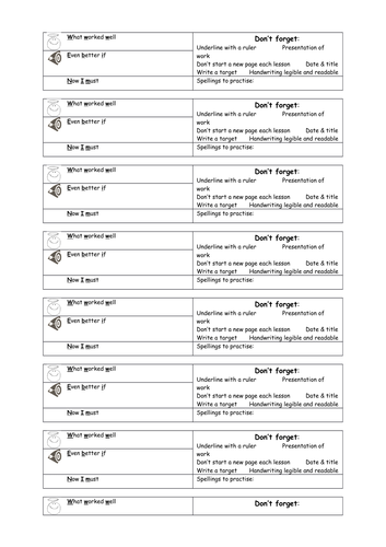 Marking grid - this will speed up your marking.