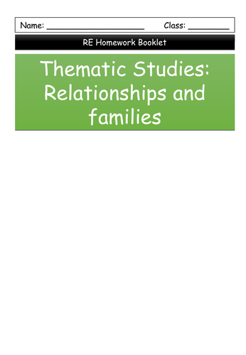 Thematic Studies: Relationships and Families Homework Booklet (Christianity and Islam)