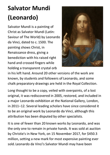 Salvator Mundi Handout