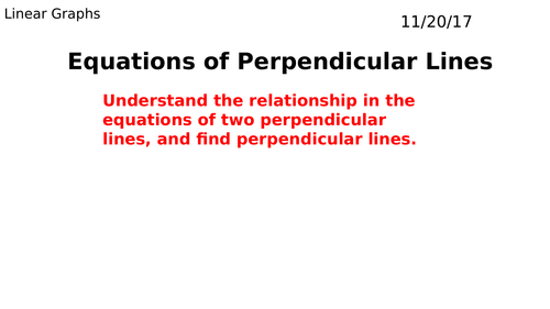 Equations of Perpendicular Lines