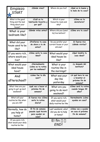 Spanish GCSE - Home/ daily routine - General conversation dominoes