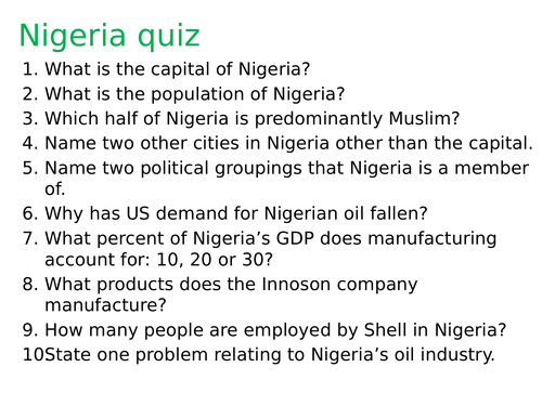 AQA GCSE Geography- Aid in Nigeria