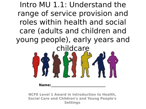 Health and Social Care  Level 1 CACHE NCFE Intro MU 1.1 service provision