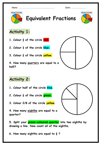 equivalent fractions worksheets by teach4uresources