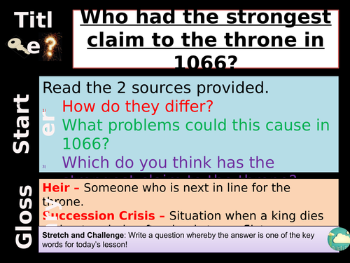 AQA New GCSE - Norman England - Claimants to the Throne in 1066