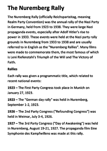 The Nuremberg Rally Handout