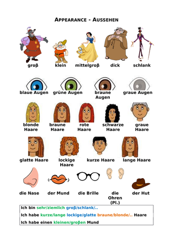 Describing people 1) Vocabulary worksheet using pictures 2) writing task on...