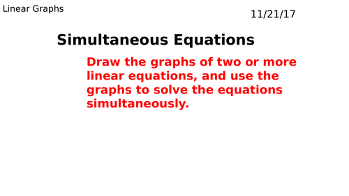 Solving Simultaneous Equations graphically