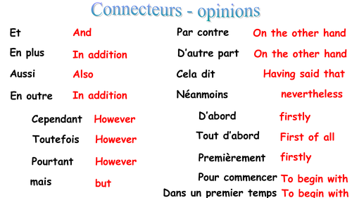 connectives and opinion in French