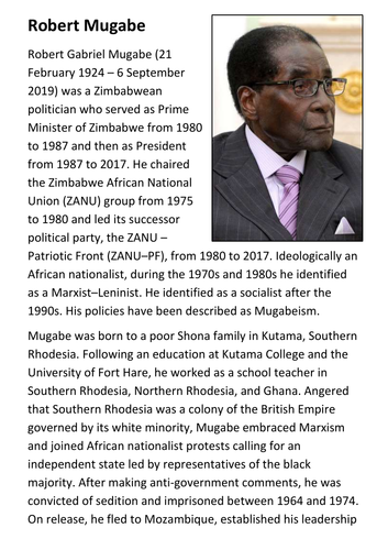 Robert Mugabe Handout