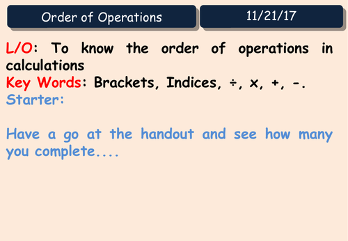 Order of Operation Lesson