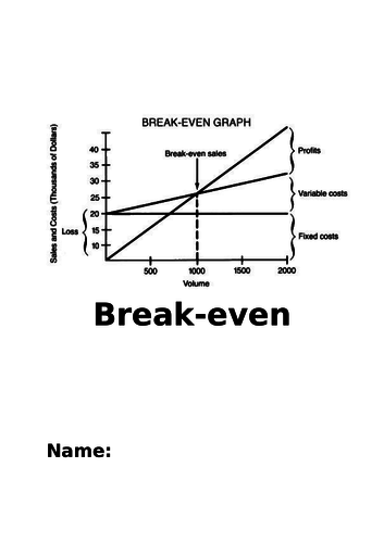 GCSE & A Level - Edexcel OCR AQA - Break-even booklet - full theory and guided booklet with answers