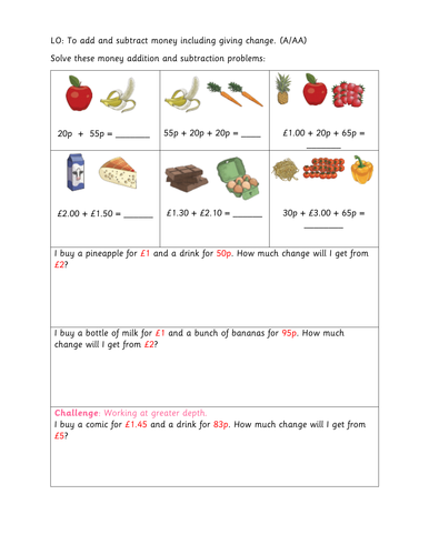 adding and subtracting money worksheets a worksheet blog