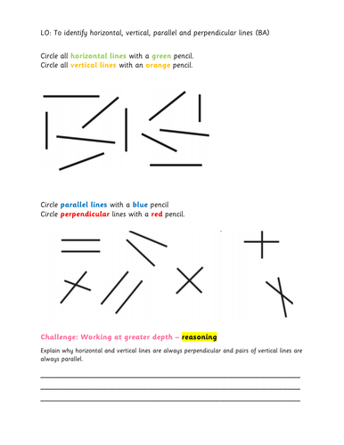 Year 3 - Identifying horizontal, vertical, parallel and perpendicular lines