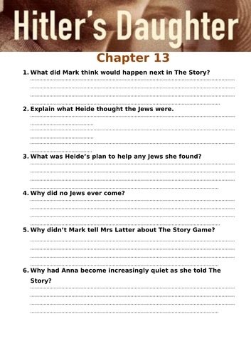 Hitler's Daughter - Activities for Chapters 13-18