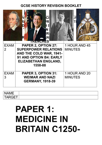 GCSE History Revision Book: Medicine, Cold War, Early Elizabethan England, Nazi Germany