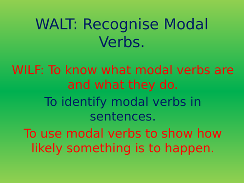 Modal Verbs Year 5 and 6