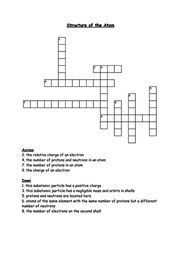 Structure of the Atom Crossword