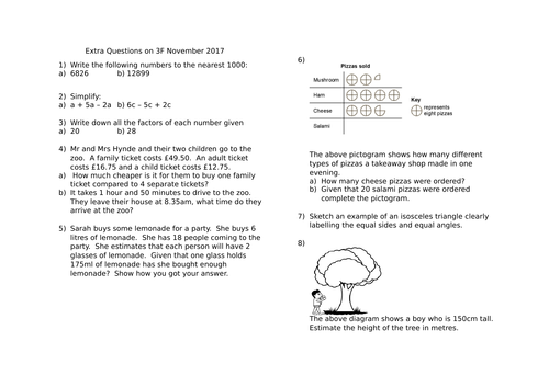 3F Extra Question to Match November 2017 Edexcel GCSE  (Answers now included)