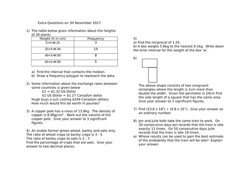 3H Extra Question to Match the November 2017 Edexcel GCSE Maths Paper (Answers now included)