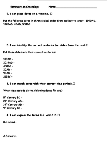 Chronology lesson KS3