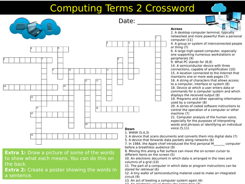 Computing Key Terms Crossword #2 ICT Technology Starter Activity